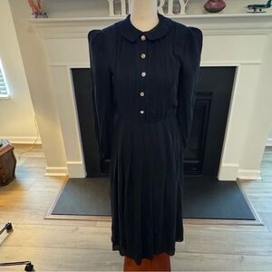 Vintage 1980s Richard Warren Black Silk Button-Front Dress – Size 4